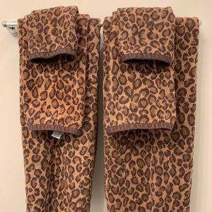2 Peri 3 Piece Leopard Towel Sets-Washcloth, Hand Towel and Bath Towel